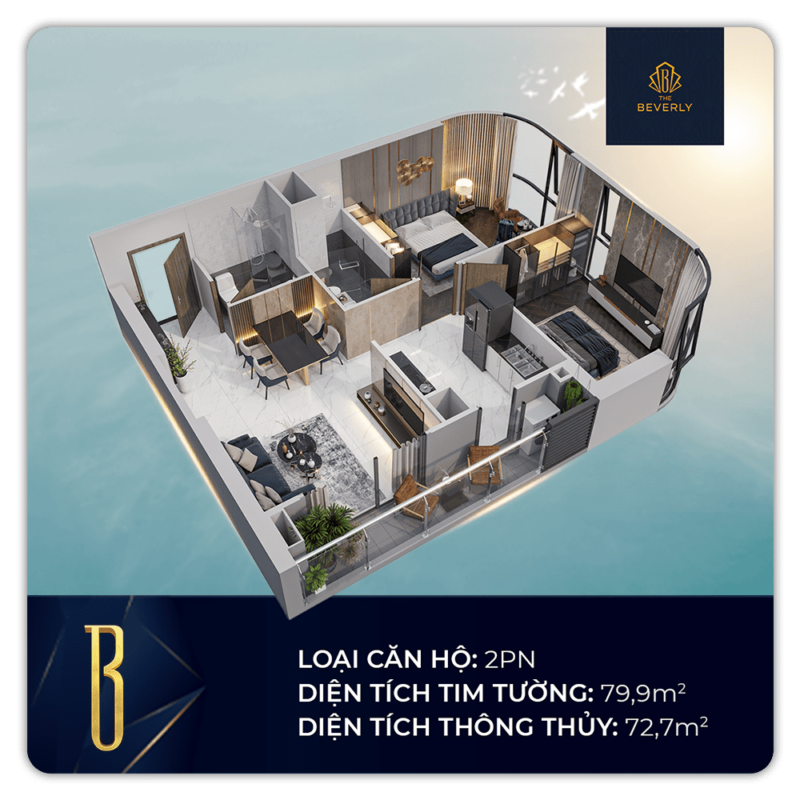 Mặt bằng căn 2PN The Beverly Vinhomes Grand Park